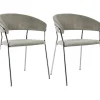 Stühle-KARE Design Armlehnstuhl Belle Cord Beige Chrom (2/Set)