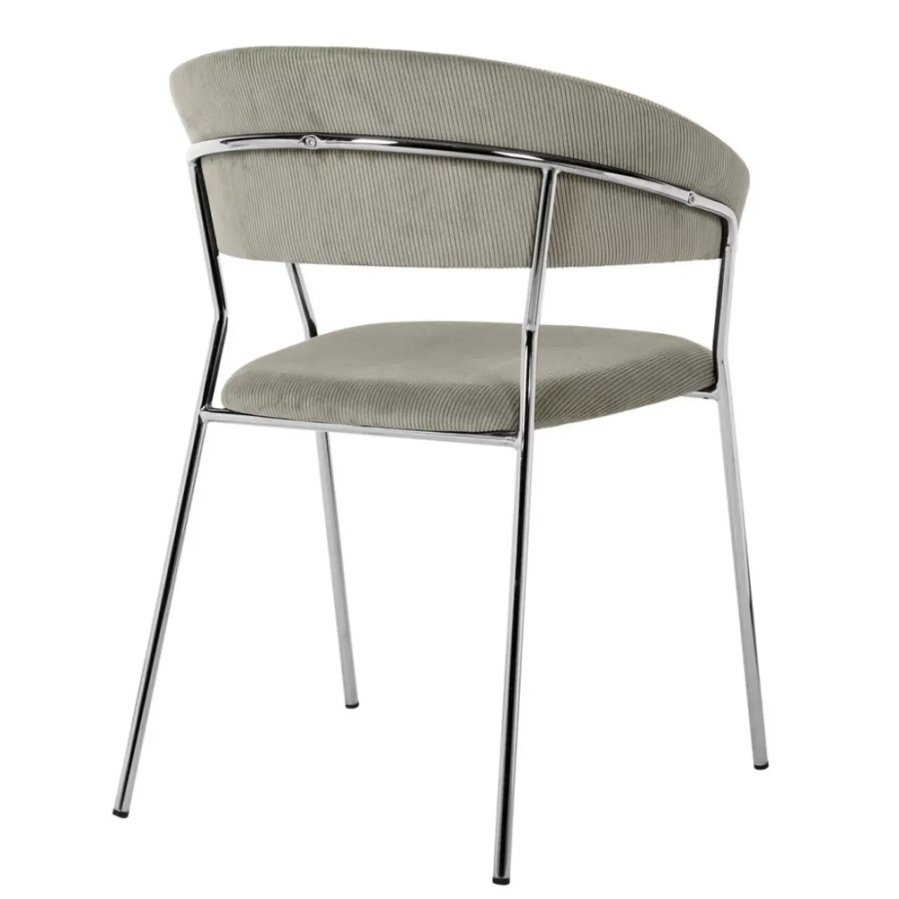 Stühle-KARE Design Armlehnstuhl Belle Cord Beige Chrom (2/Set)