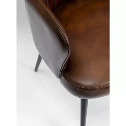 Stühle-KARE Design Armlehnstuhl Rumba Leder Braun