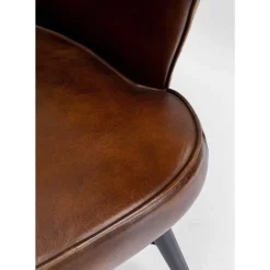 Stühle-KARE Design Armlehnstuhl Rumba Leder Braun