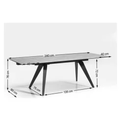 Tische-KARE Design Ausziehtisch Amsterdam Weiss 160(40+40)X90Cm