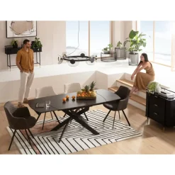 Tische-KARE Design Ausziehtisch Twist Schwarz 120(30+30)X90Cm