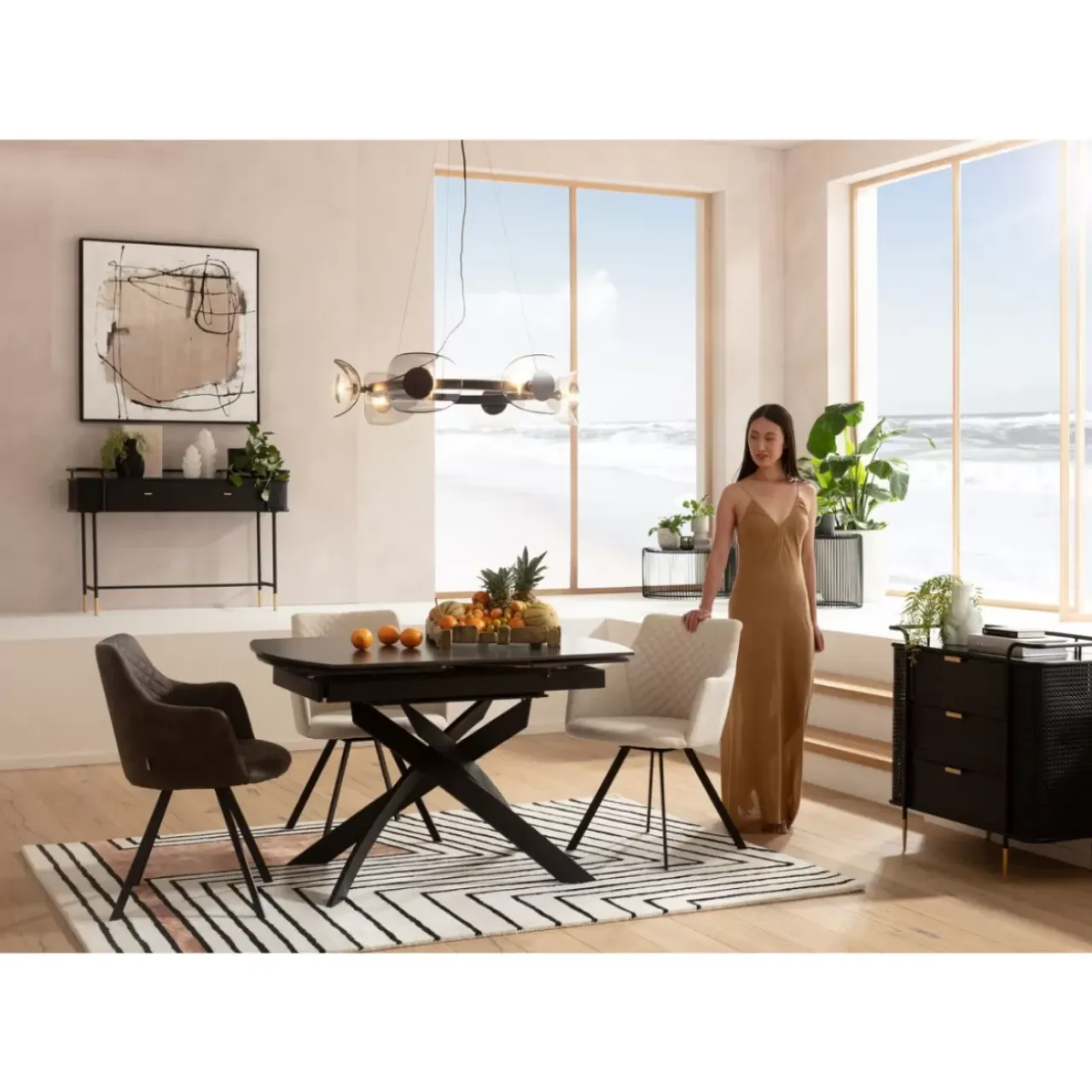 Tische-KARE Design Ausziehtisch Twist Schwarz 120(30+30)X90Cm