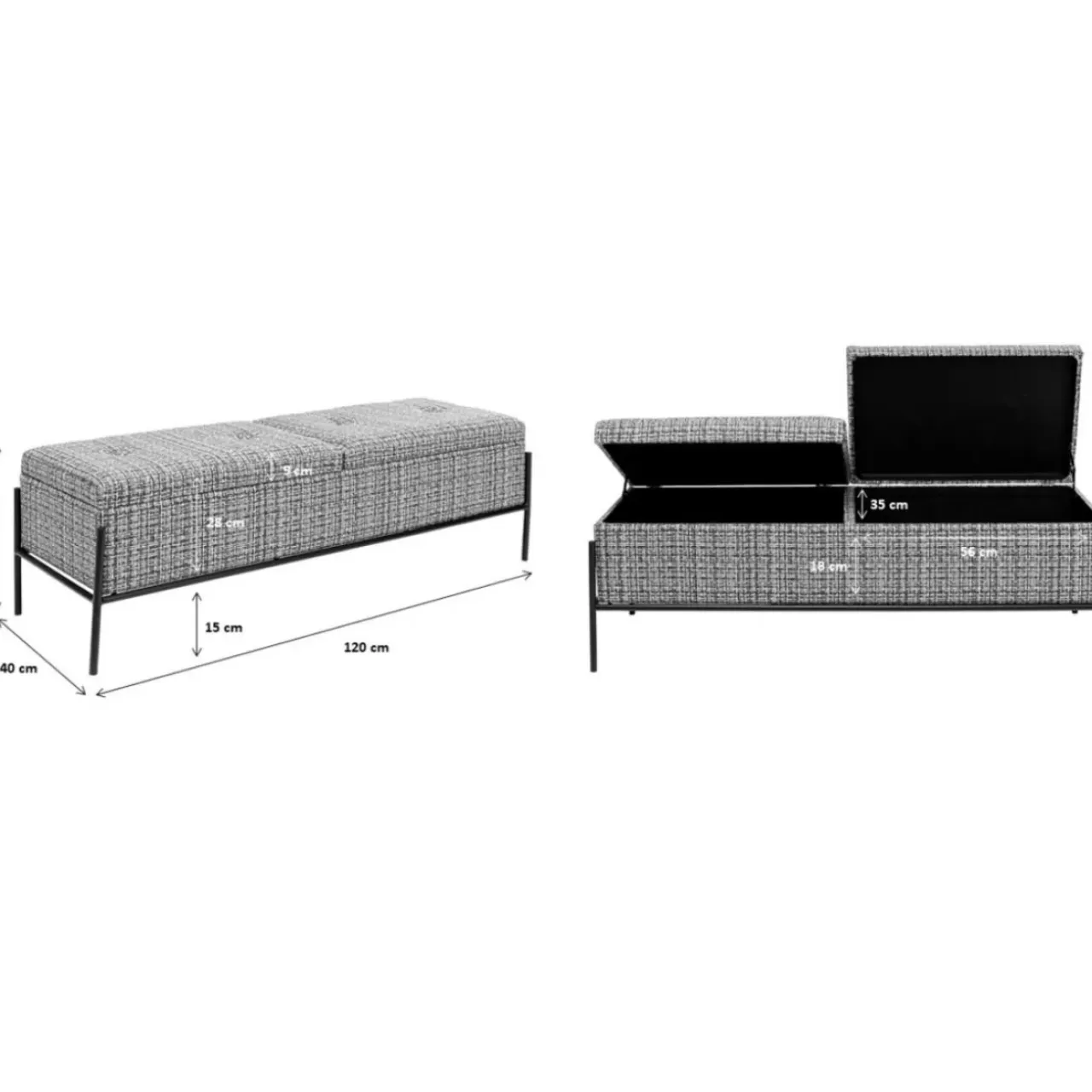 Sitzbänke-KARE Design Bank Buttons Storage B&W Gros
