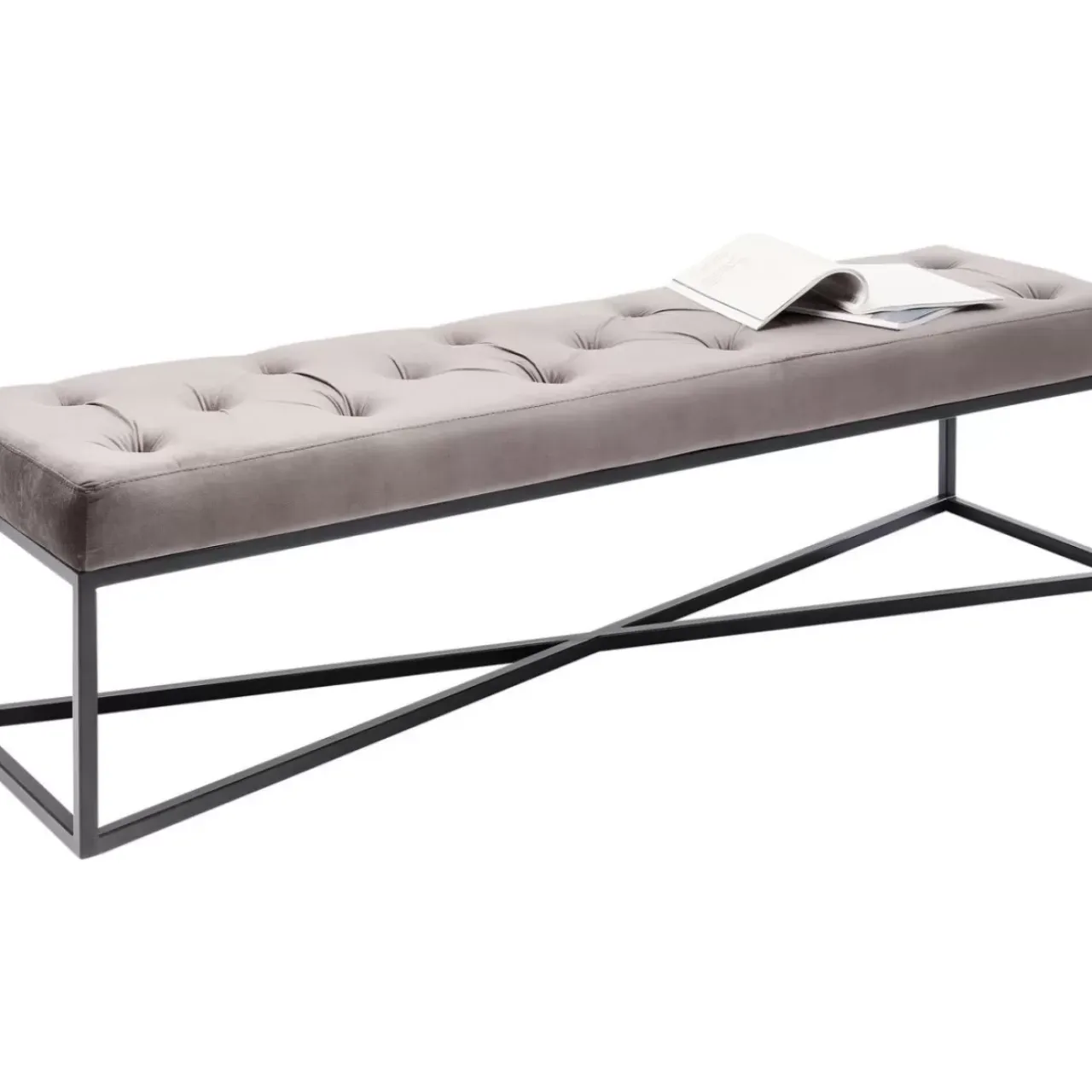 Sitzbänke-KARE Design Bank Crossover Grau Schwarz 150X40Cm