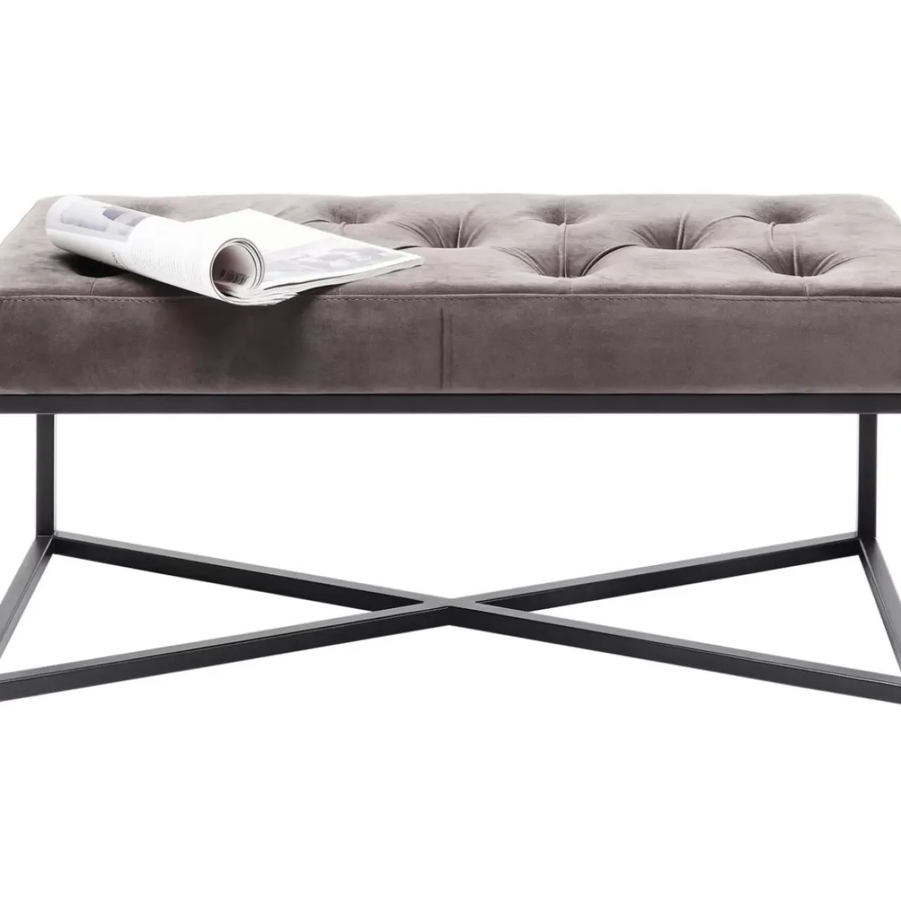 Sitzbänke-KARE Design Bank Crossover Grau Schwarz 90X40Cm