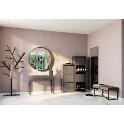 Sitzbänke-KARE Design Bank Crossover Grau Schwarz 90X40Cm