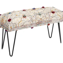Sitzbänke-KARE Design Bank Desna Patchwork Creme Multi 80Cm