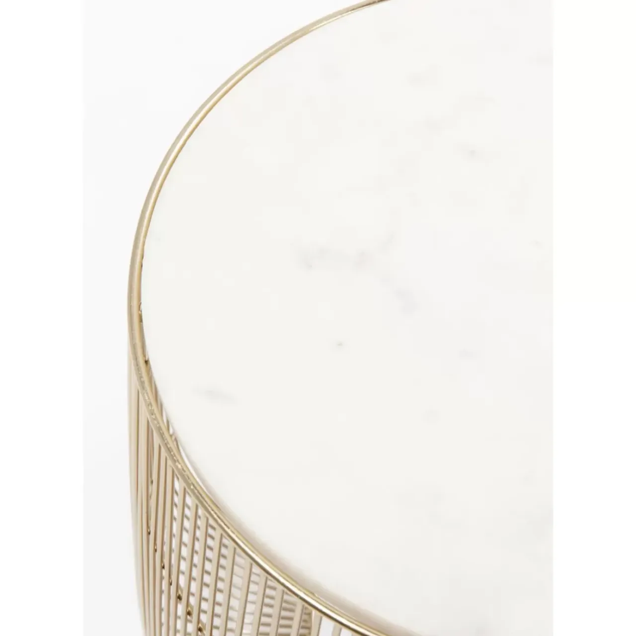 Tische-KARE Design Beistelltisch Beam Weiss Marmor Messing O32Cm
