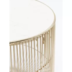 Tische-KARE Design Beistelltisch Beam Weiss Marmor Messing O32Cm
