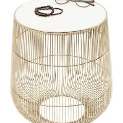Tische-KARE Design Beistelltisch Beam Weiss Marmor Messing O32Cm
