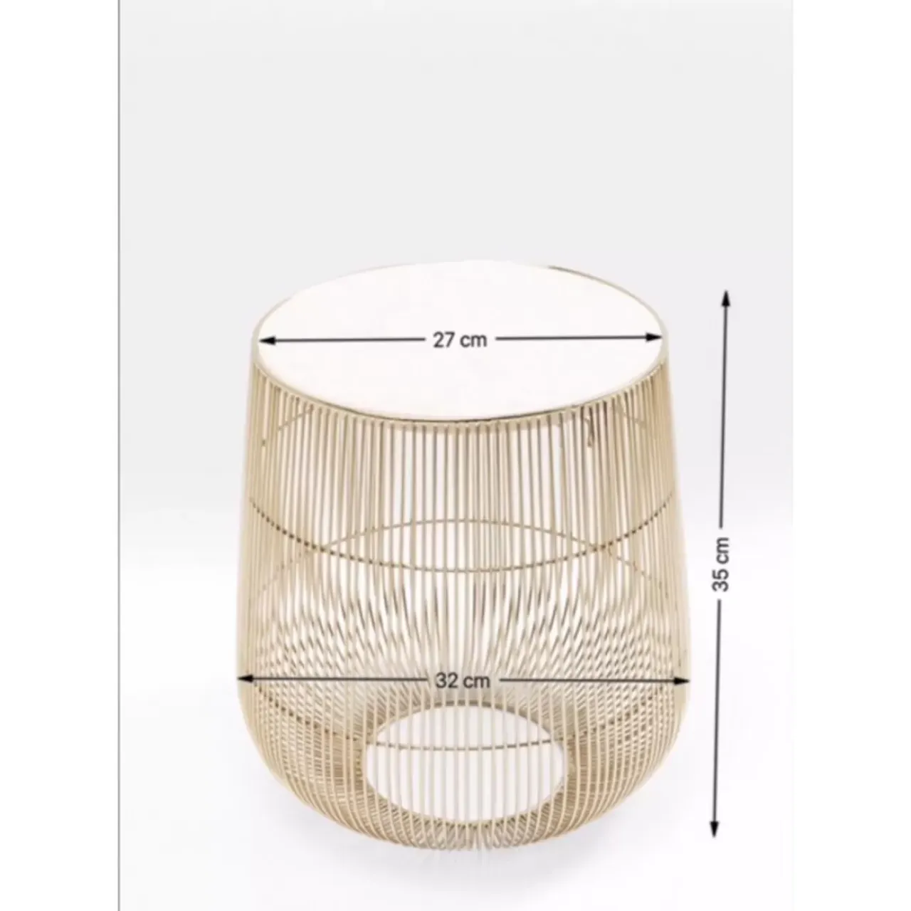 Tische-KARE Design Beistelltisch Beam Weiss Marmor Messing O32Cm