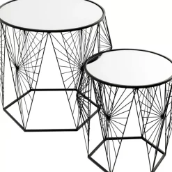 Tische-KARE Design Beistelltisch Cobweb Schwarz (2/Set)