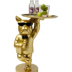 Tische-KARE Design Beistelltisch Cool Bulldog Tray Gold 34X55Cm