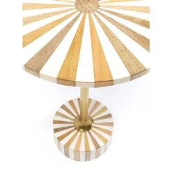 Tische-KARE Design Beistelltisch Domero Cirque Gold Weis O40Cm