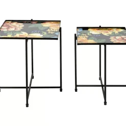Tische-KARE Design Beistelltisch Flowers Garden Square (2/Set)