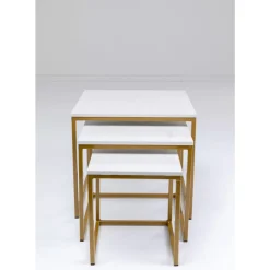 Tische-KARE Design Beistelltisch Key West Gold (3/Set)