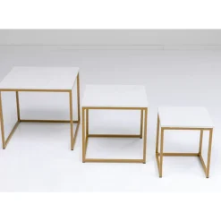 Tische-KARE Design Beistelltisch Key West Gold (3/Set)