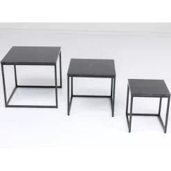 Tische-KARE Design Beistelltisch Key West Schwarz (3/Set)