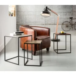 Tische-KARE Design Beistelltisch Loft Square Vintage (3/Set) 41X41Cm