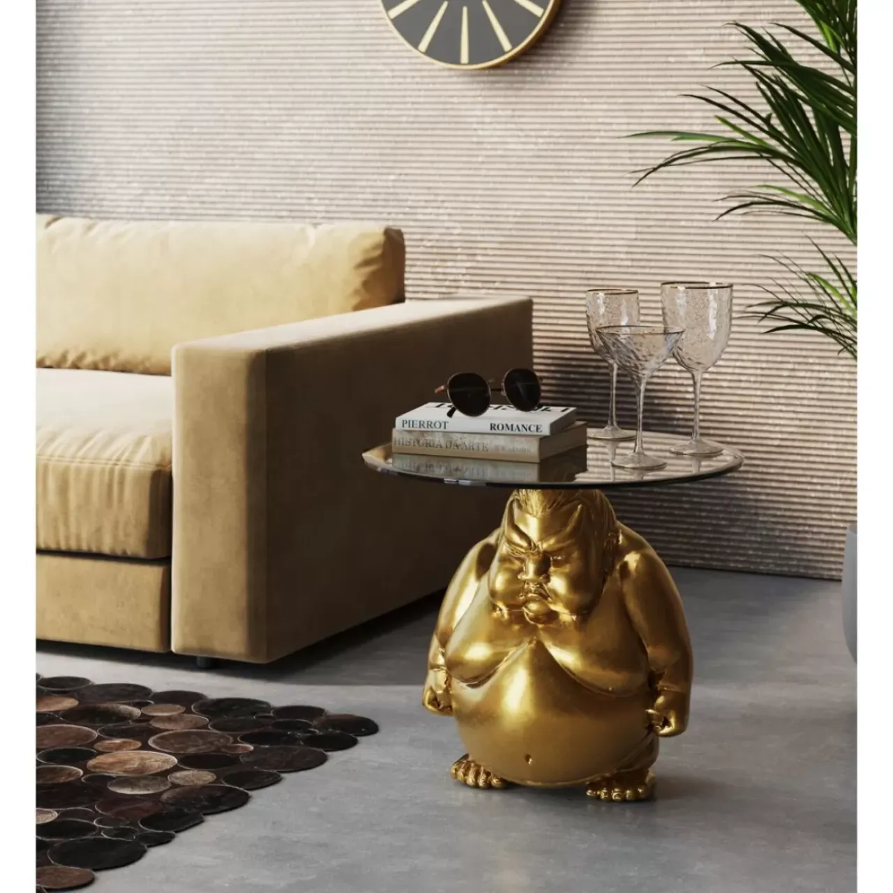 Tische-KARE Design Beistelltisch Monk Gold O54Cm
