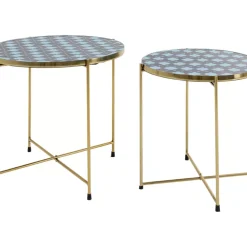 Tische-KARE Design Beistelltisch Priya Blau (2/Set)