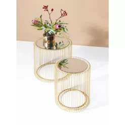 Tische-KARE Design Beistelltisch Wire Messing (2/Set) O44Cm
