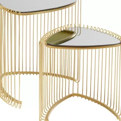 Tische-KARE Design Beistelltisch Wire Triangle Gold (2/Set)
