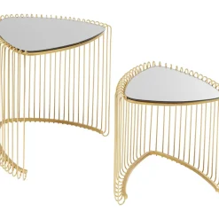 Tische-KARE Design Beistelltisch Wire Triangle Gold (2/Set)