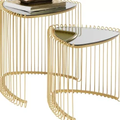 Tische-KARE Design Beistelltisch Wire Triangle Gold (2/Set)