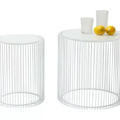 Tische-KARE Design Beistelltisch Wire White (2/Set) O44Cm