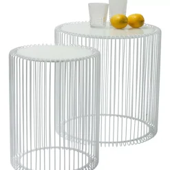 Tische-KARE Design Beistelltisch Wire White (2/Set) O44Cm