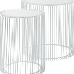 Tische-KARE Design Beistelltisch Wire White (2/Set) O44Cm