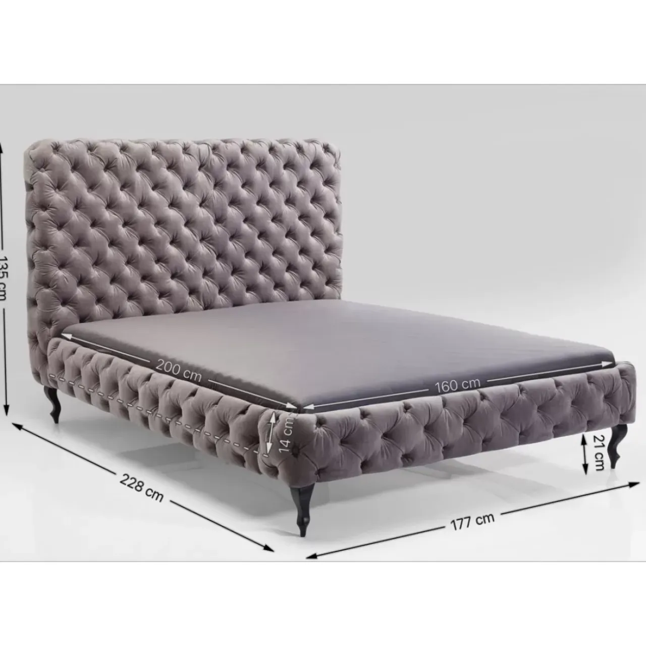 Betten-KARE Design Bett Desire Hoch Silbergrau 160X200 Cm