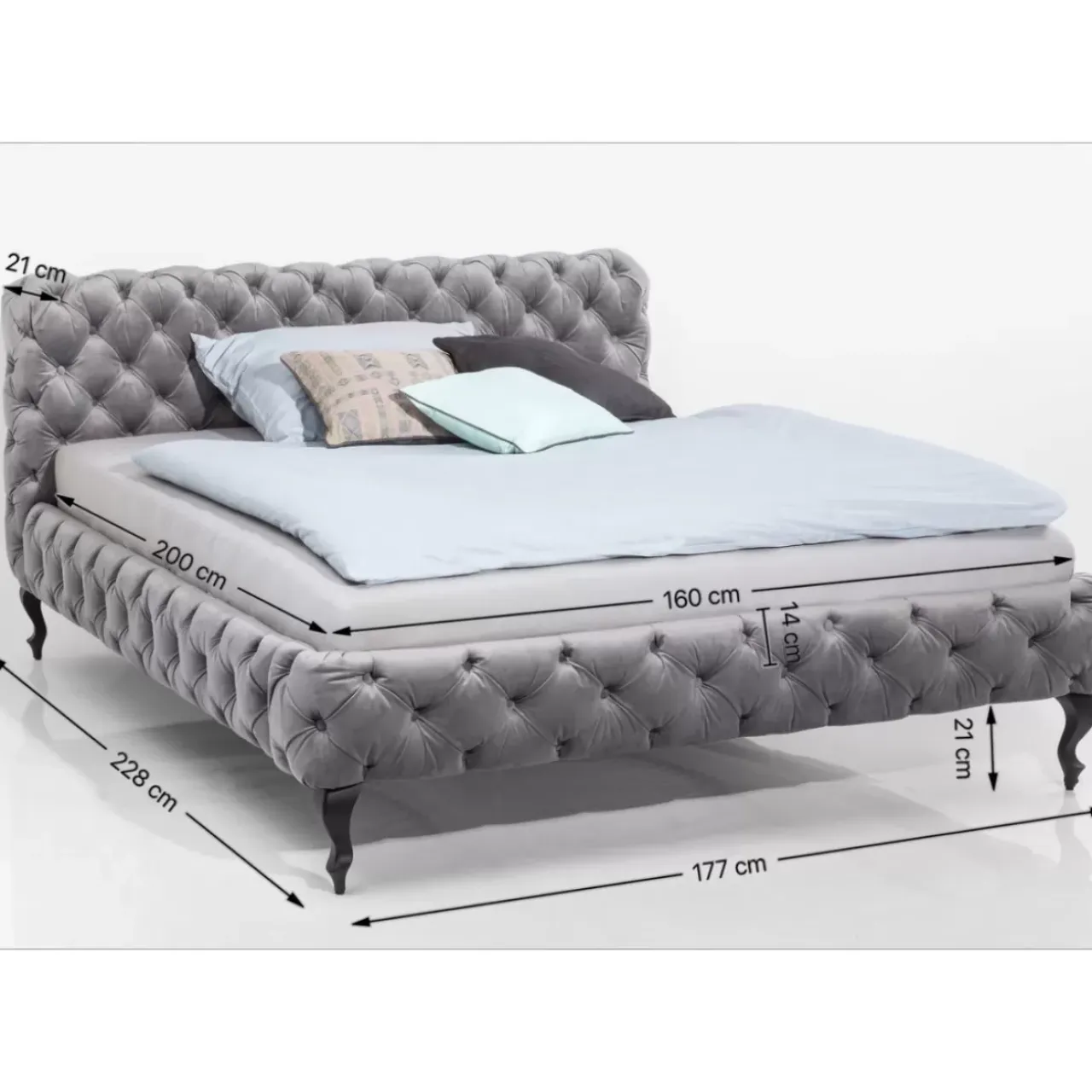 Betten-KARE Design Bett Desire Velvet Ecru 160X200Cm