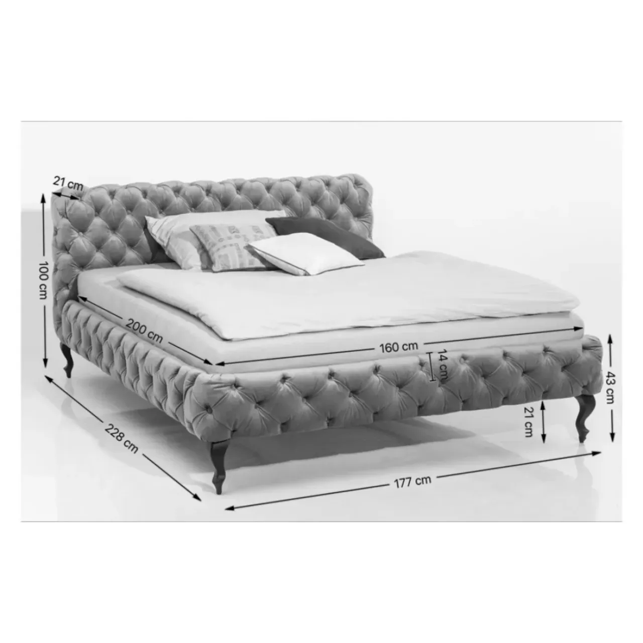 Betten-KARE Design Bett Desire Velvet Rose 160X200Cm