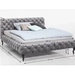 Betten-KARE Design Bett Desire Velvet Silbergrau 200X200Cm