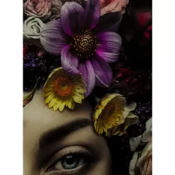 Bilder-KARE Design Bild Glas Flower Art Lady 120X120Cm