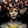 Bilder-KARE Design Bild Glas Flower Art Lady 80X80Cm