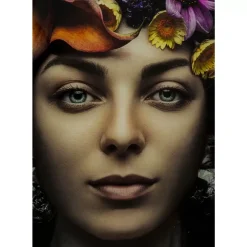 Bilder-KARE Design Bild Glas Flower Art Lady 80X80Cm