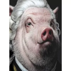 Bilder-KARE Design Bild Glas Gentleman Pig 120X120