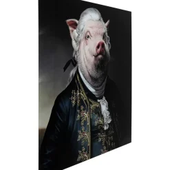 Bilder-KARE Design Bild Glas Gentleman Pig 120X120