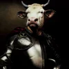 Bilder-KARE Design Bild Glas Knight Cow 120X120