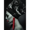 Bilder-KARE Design Bild Glas Lady Red Earring 80X120