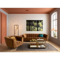 Bilder-KARE Design Bild Glas Metallic Palms 180X120Cm