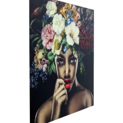 Bilder-KARE Design Bild Glas Pretty Flower Woman 120X120
