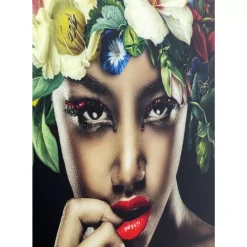 Bilder-KARE Design Bild Glas Pretty Flower Woman 100X100