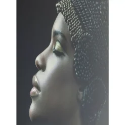 Bilder-KARE Design Bild Glas Royal Headdress Profile 100X150Cm