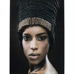 Bilder-KARE Design Bild Glas Royal Headdress Face 150X100Cm