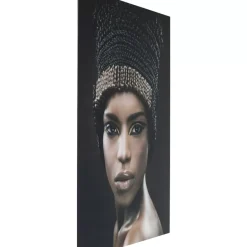Bilder-KARE Design Bild Glas Royal Headdress Face 150X100Cm